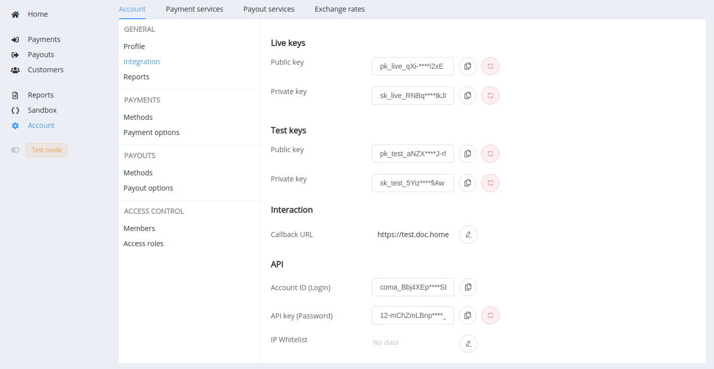 Integration Settings